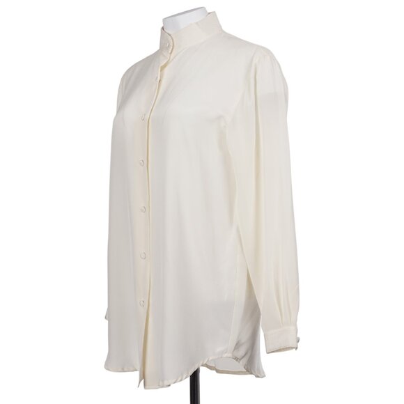 NWT DIANE VON FURSTENBERG Vintage Top XS Ivory Silk Long Sleeve Button Up Blouse - Picture 4 of 13